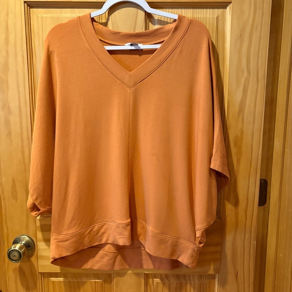 Loft women’s V-neck orange top with batwing sleeves size M